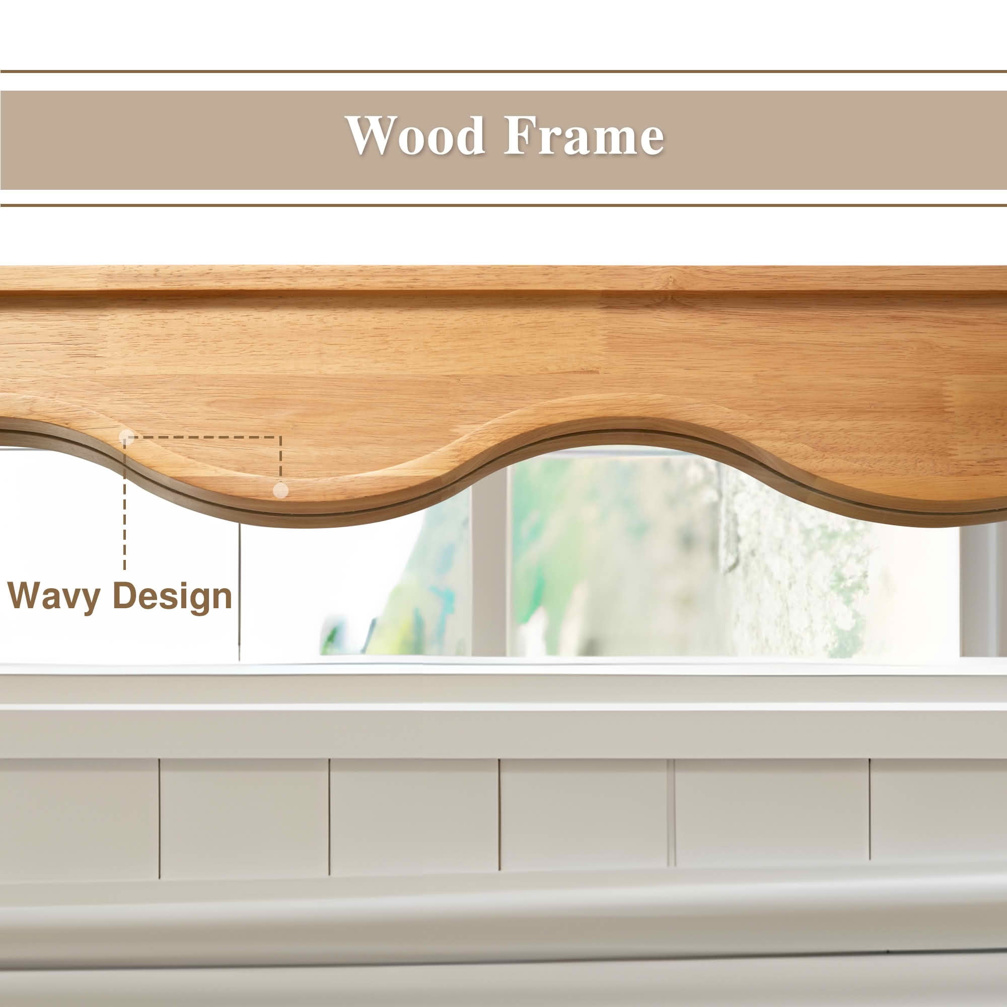 MAYEERTY 71x31x1 Inch Natural Wood Inner Wave Right Angle Rectangular Full Length Mirror, No Stand for Bedroom