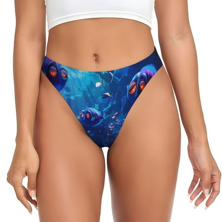 Sigee Deep Sea Glowing Fishes for Women s G-String Sexy  Low Rise  Soft Lace Perfect for Special Occasions-X-Small