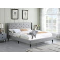 thumbnail image 3 of King Upholstered Platform Bed Frame with 45" Tall Headboard - Button Tufted Linen Bed - Gray - Oliver & Smith - Kendall, 3 of 7