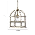 thumbnail image 4 of 16 Inch Transitional Birdcage Pendant Light Wood Beads Iron Frame White, 4 of 7