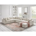 thumbnail image 6 of Kaelynn Corner Sofa Cream White Linen Upholstered with Ottoman, 6 of 11