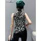 thumbnail image 4 of Winsleter - Camiseta sin mangas con letras de primavera y otoño, camisetas de una pieza de malla con cuello alto y media manga para mujer, camisetas sin mangas ajustadas para mujer, verano T31618X, 4 of 5