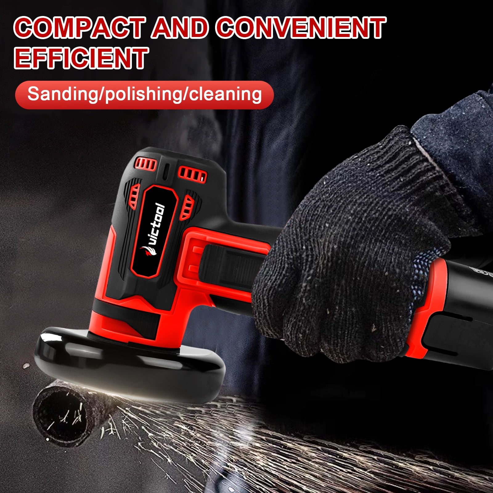 Victool 3 Inch 12V Lithium Electric Angle Grinder Handheld Polishing Grinding Machine Power Tools US