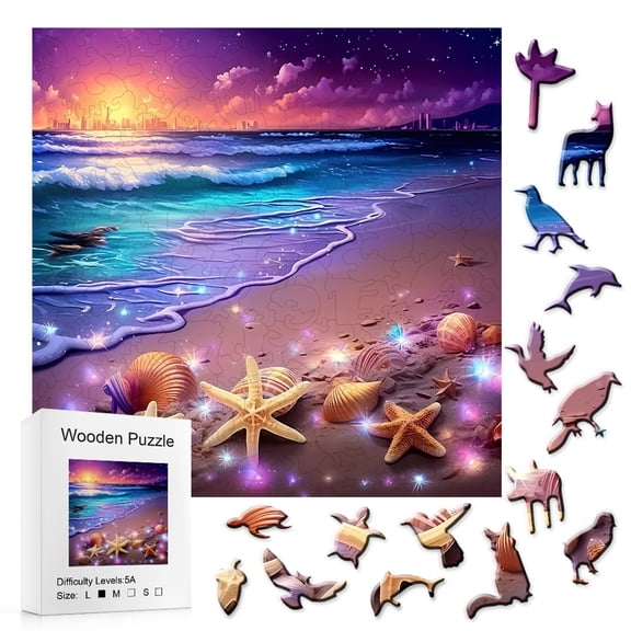 Vibrant Colorful Beach Landscape Wooden Puzzle | Boxed Educational Game | Perfect Holiday, Birthday & Anniversary Gift | Home & Room Decor Handicraft Art | Premium Wood Jigsaw Puzzle