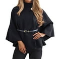 thumbnail image 2 of JIAYUE Outerwear Jacket For Women Solid Color Long Sleeve Relaxed Fit Pull-On Poncho with Belt For Fall Winter Elegant Cloak, 2 of 5