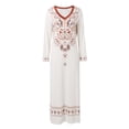 thumbnail image 3 of HUITKMM Robes d'Automne pour Femmes à Manches Longues Robe Maxi d'Automne pour Femmes Col en V à Fleurs Décontractée Longues Robes Soirée Plage Invitée de Mariage Robe Automne, 3 of 6