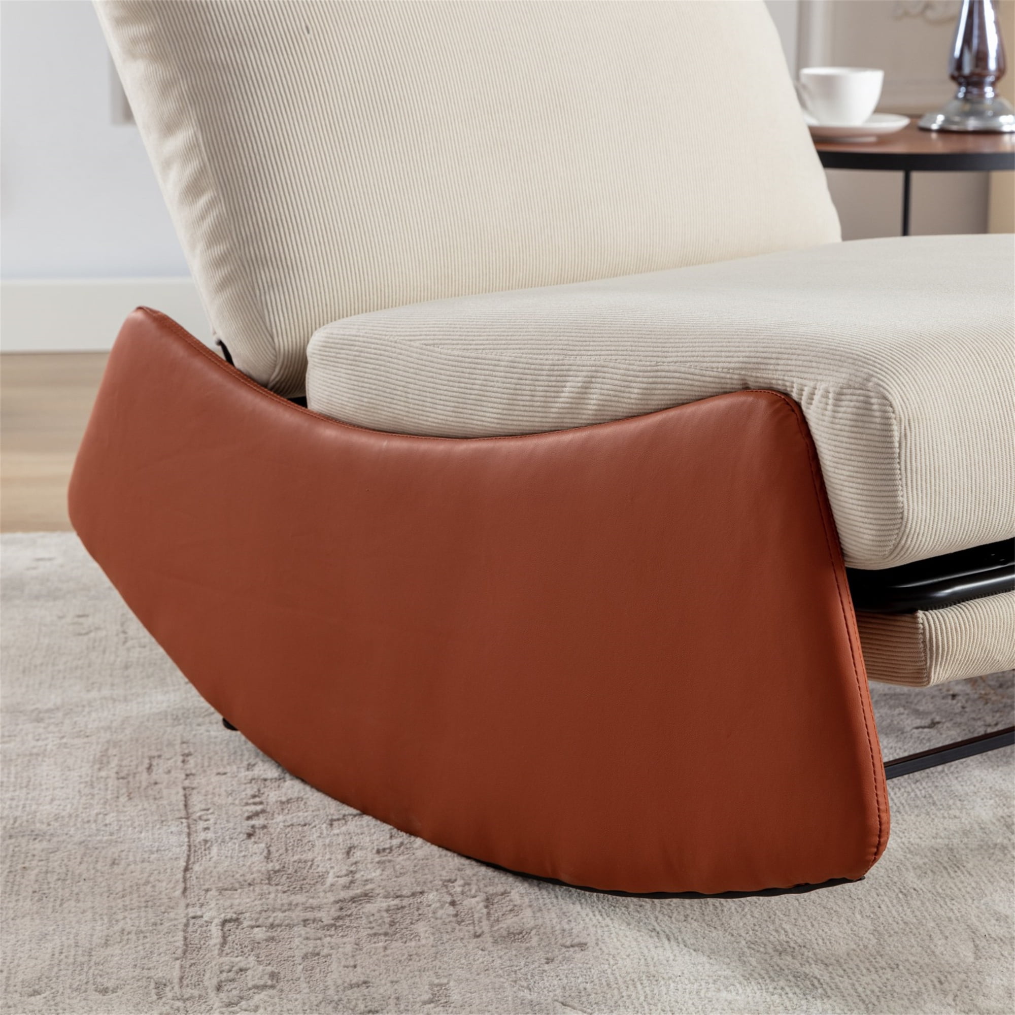 Aukfa Nursery Rocking Chair Comfy Glider Accent Chair w/ Adjustable Backrest for Home Office, Orange