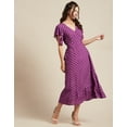 thumbnail image 2 of Moomaya Womens Printed Dress, V-Neck, Short Sleeves, Ruffled Midi Summer Viscose Dress, 2 of 8