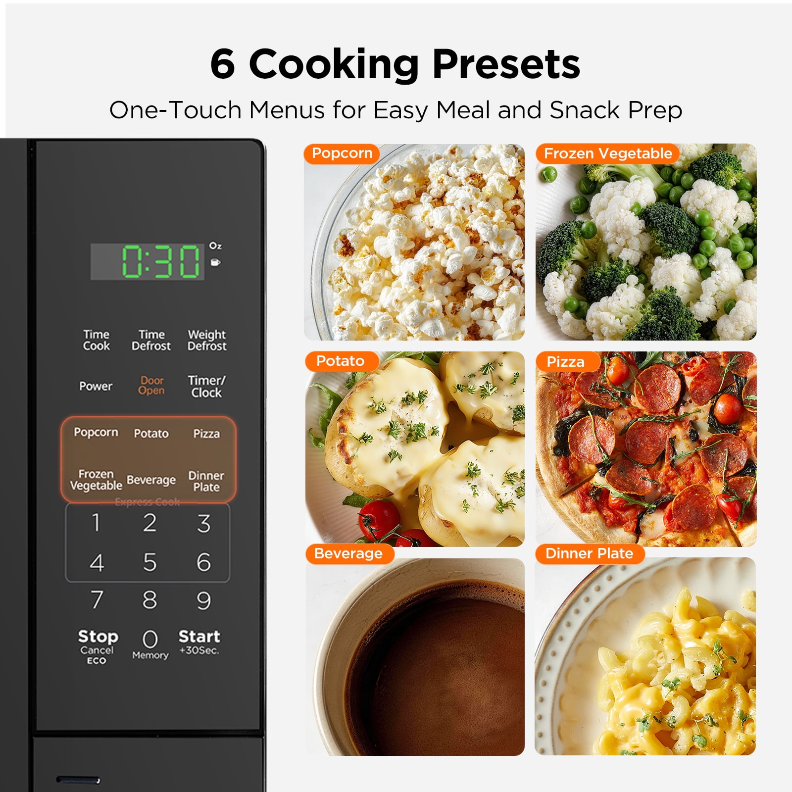 BLACK+DECKER 0.7 Cu Ft LED Digital Microwave Oven in Black with Child Safety Lock