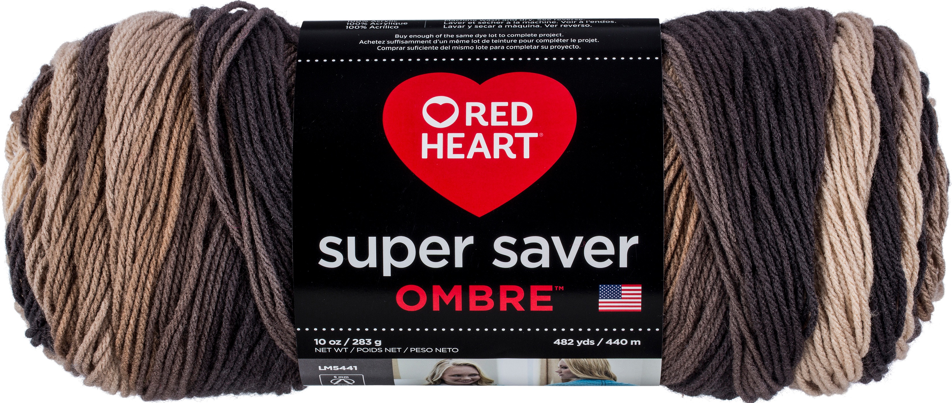 Red Heart Super Saver Ombre Yarn-Hickory, Multipack Of 2