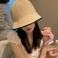 thumbnail image 2 of SikaFu Knitted Bucket Hat Women Spring Summer Hollow Breathable Sunshade Fisherman Hats Versatile Straw Holiday Foldable Sun Cap, 2 of 6