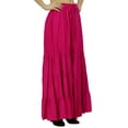 thumbnail image 3 of Bimba Boho Long Flaired Maxi Tier Skirt Elastic Waist Rayon Bohemian Skirts, 3 of 9