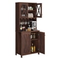 thumbnail image 5 of DEXTRUS 67"H Farmhouse Bar Cabinet for Liquor and Glasses, Wood Freestanding Kitchen Pantry Cabinet , Brown, 5 of 8