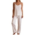 thumbnail image 2 of VONCOS Womens Soft Breathable Modal Pajama Set 2 Piece with Lace Trim Lightweight Lounge Sleepwear Casual Nightwear White,Size S, 2 of 9