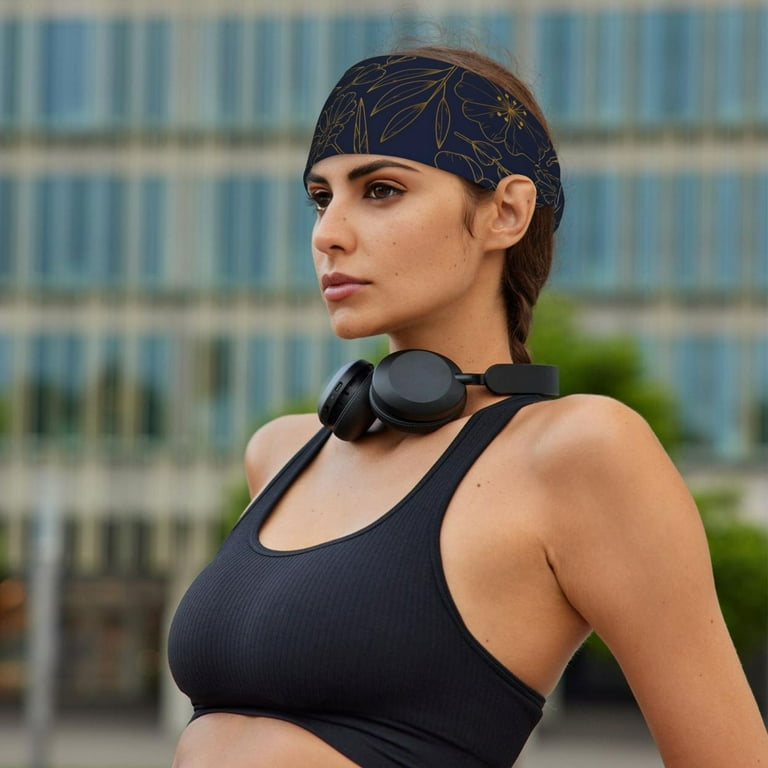 Copper Gold Gloss Outline Flower Sports Headbands for Women Men Sweat Bands Headbands Men Moisture Wicking Athletic Sweatband for Workout Cycling Basketball Yoga Fitness Gym Walmart
