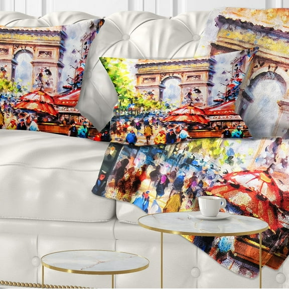 Designart Arc d Triomphe Paris - Cityscape Throw Pillow - 12x20