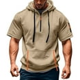 thumbnail image 2 of YLSDY Mens Shirts Hoodies for Men Short Sleeve Quarter Zip Hoodie Lightweight Oversized Hooded Tshirts with Pocket Khaki XXL, 2 of 5