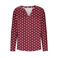 thumbnail image 7 of ClodeEU Womens Long Sleeve Shirts，V Neck Tees Tops，Tunic Blouses Red,Womens Plus M, 7 of 7