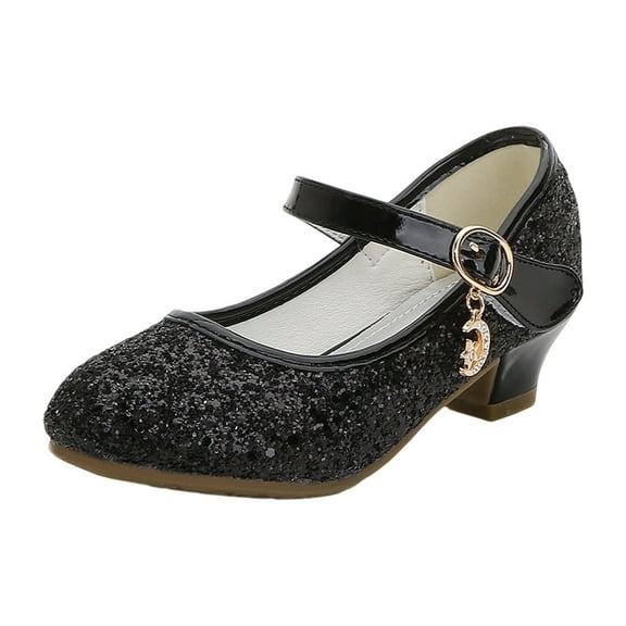 VNKIDY Kids Dance Shoes Girls Solid Color Glitter Mary Jane Dress Shoes With Ankle Strap Ideal For Children Toddlers Parties Pageants Special Occasions Fashionable Footwear