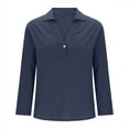 thumbnail image 3 of Chiccall Womens Casual Fall Tops Linen V Neck Long Sleeve One Button Collared Shirts 2025 Trendy Cotton T-shirts, 3 of 6