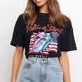 thumbnail image 4 of Camiseta Labios Bandera Americana Lady American Flag Blusas Camisas Cuello redondo Suelto Streetwear Traje (Negro L) Cgtredaw Para estrenar, 4 of 6