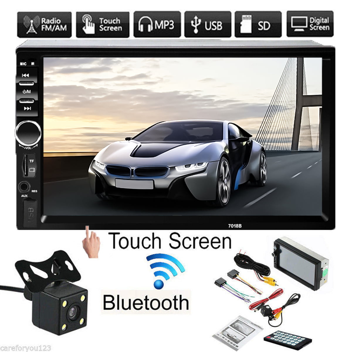 9in In-dash Bluetooth Car Auto Stereo MP5 Video Player AUX In FM Radio Head Unit 