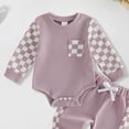 thumbnail image 4 of Splozh Newborn Baby Boy Clothes Fall Winter Outfit Long Sleeve Romper Pocket Pants 2 Piece Set Newborn Boy Clothes,Purple,0-3 Months, 4 of 5