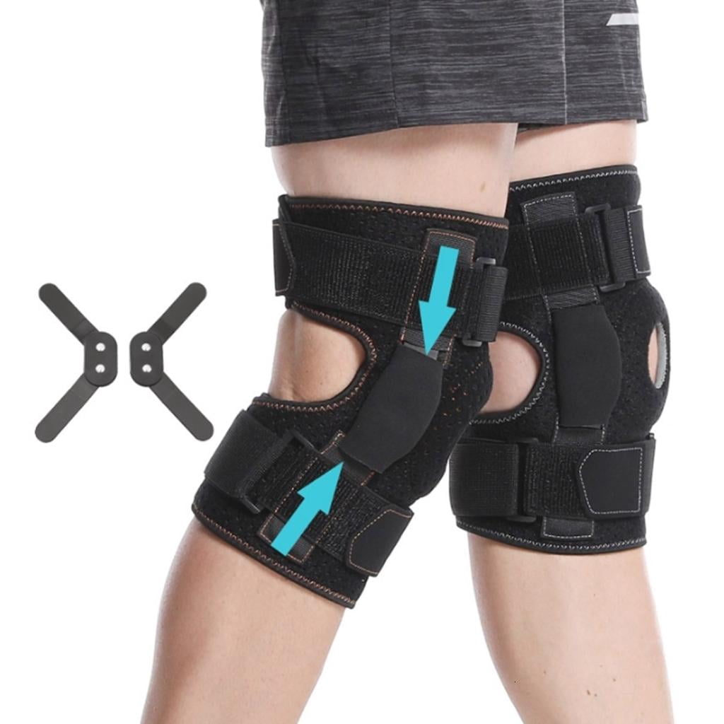 Yihuala Hinged Knee with Side Stabilizers Breathable Open Patella Wrap Adjustable Knee Brace for Men and Women