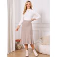 thumbnail image 4 of DARING DIVA Women's Pleated High Waist A Line Knit Midi Skirt Small Dark Khaki, 4 of 7