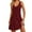 Burgundy, variant on Women's Summer Dresses Solid Color Loose Sleeveless V Neck Dress With Pocket Olive Green