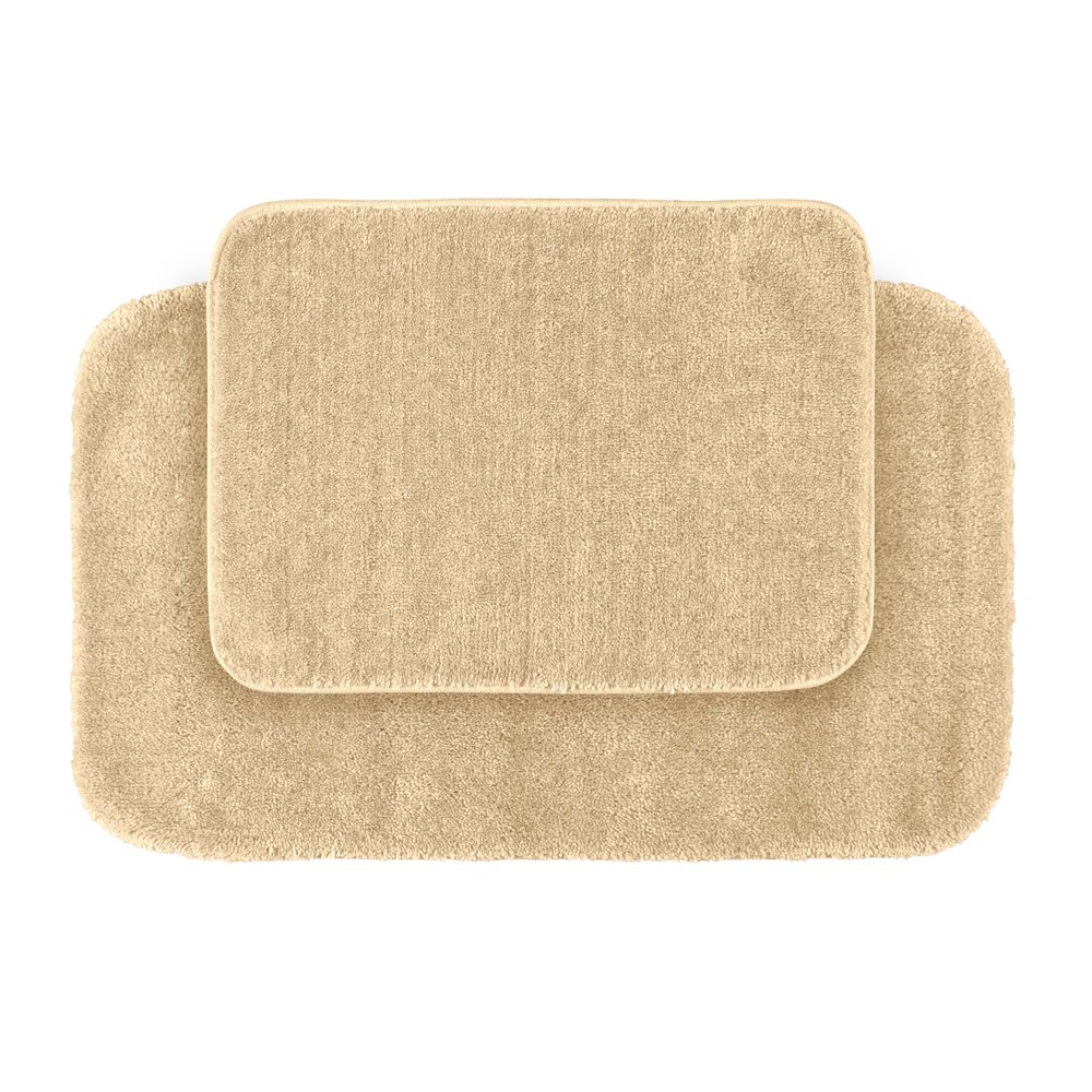 2 Piece Traditional Soft and Plush Nylon Washable Bathroom Rug Set
