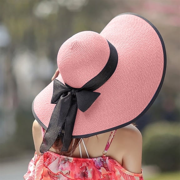 Fesfesfes Womens Sun Hat Solid Color Summer Hat Foldable Roll Up Floppy Beach Hats UV Caps