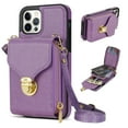 thumbnail image 1 of Nalacover Wallet Case for iPhone 12 Pro Max,with Removable Adjustable Shoulder Strap,PU Leather Back Zipper Pocket Card Holder Stand Purse Shockproof Phone Case for Women Men,Purple, 1 of 10