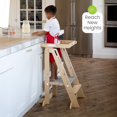 thumbnail image 3 of Little Partners Learn 'N Fold Learning Tower, Foldable Toddler Tower Baby Kitchen Stool - Kitchen Stool Helper Adjustable Ladder for Kids Ages 2 to 6 - Natural, 3 of 12