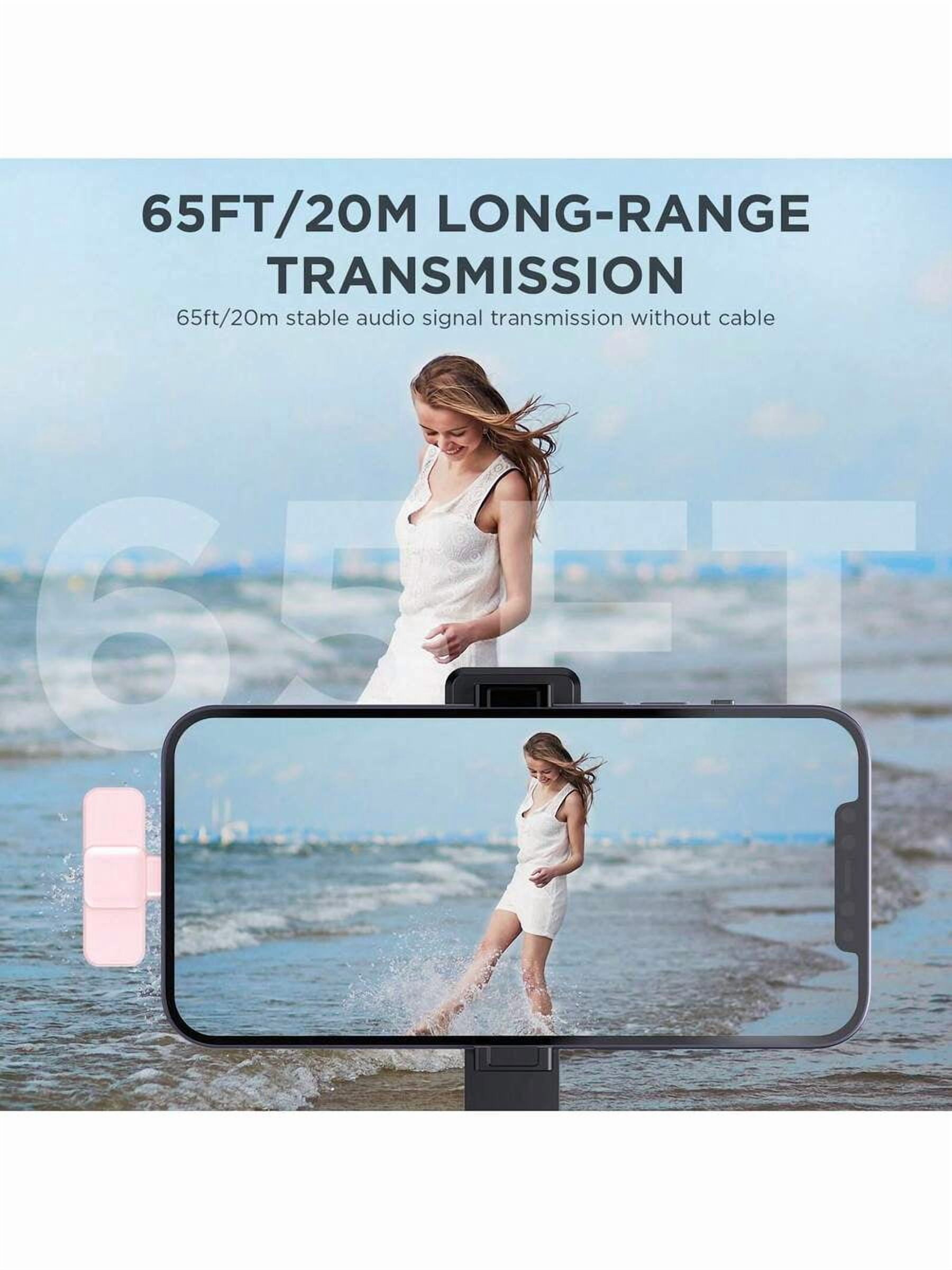 Professional Wireless Lavalier Microphone For Smartphone, Plug-Play Wireless Microphone For Video/Audio Recording, Clip On Lapel Mic For Interview/Vlog/Teaching