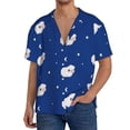 thumbnail image 3 of Vsdgher Moon Lamb Print Men's Wrinkle Free Untucked Cuban Shirt Business Casual Button Down Shirts Short Sleeve Shirt, 3 of 7