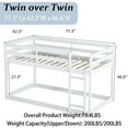 thumbnail image 2 of Mirightone Wooden Twin over Twin Floor Bunk Bed with Ladder, Low Bunk Bed Frame Twin over Twin, Upper Bed with Slats, White, 2 of 8