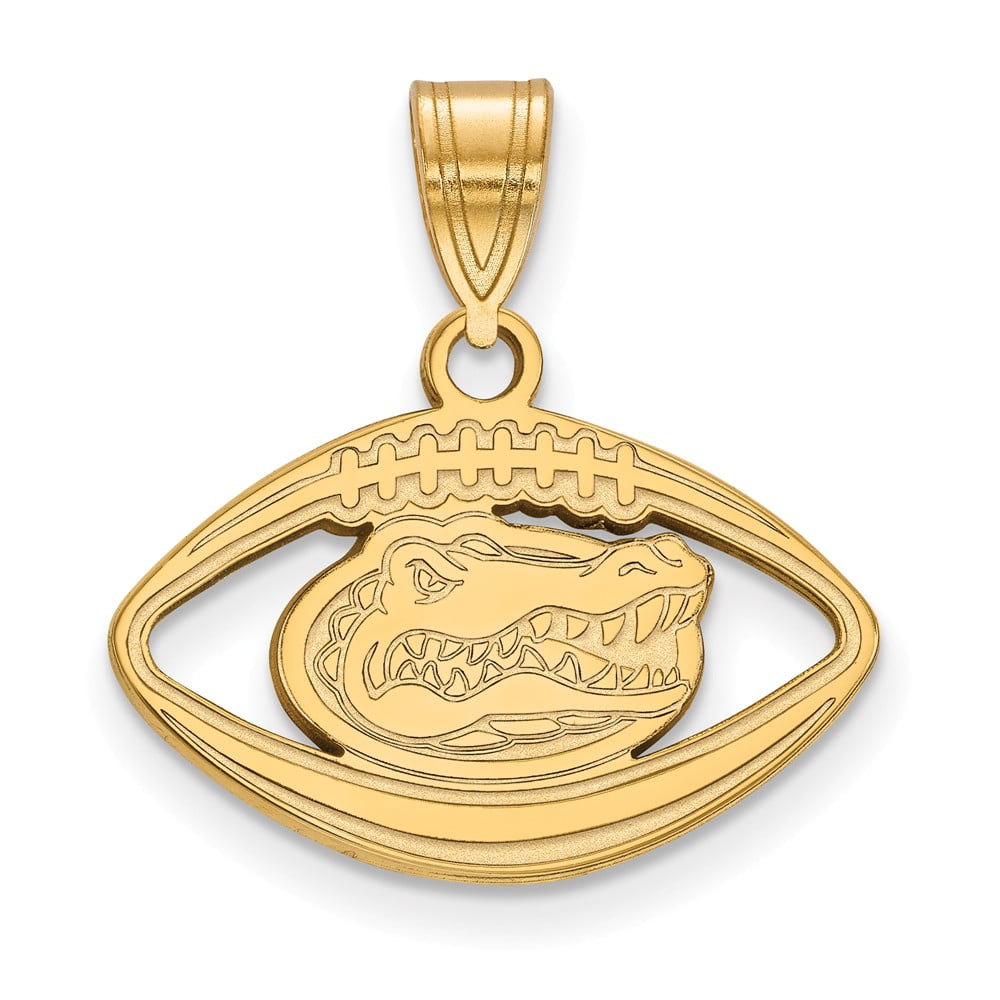 925 Sterling Silver Yellow Gold-Plated Official University of Arkansas Pendant Charm in Football 20mm 