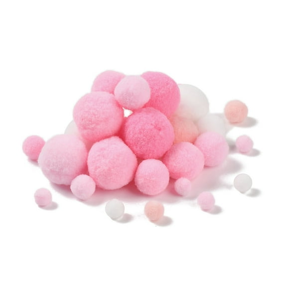 1Set Polyester Ball Decoration Pom Pom Ball For DIY Craft Pink 0.8~3cm 100pcs/set