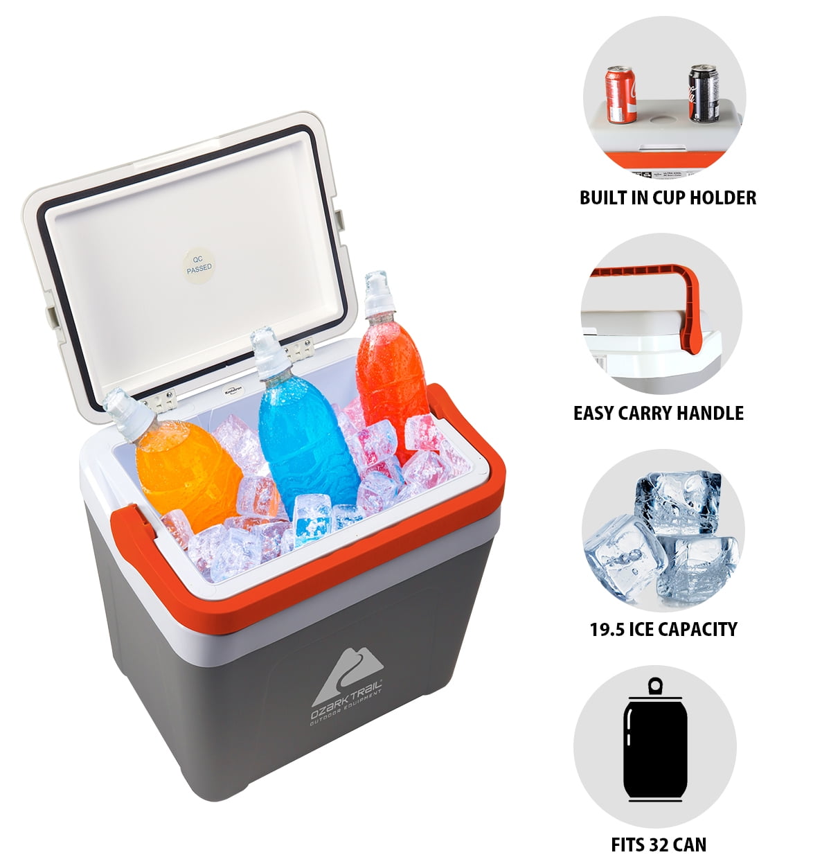 Ozark Trail 25L/ 26qt Hard Sided Portable Ice Chest Cooler, 32 can