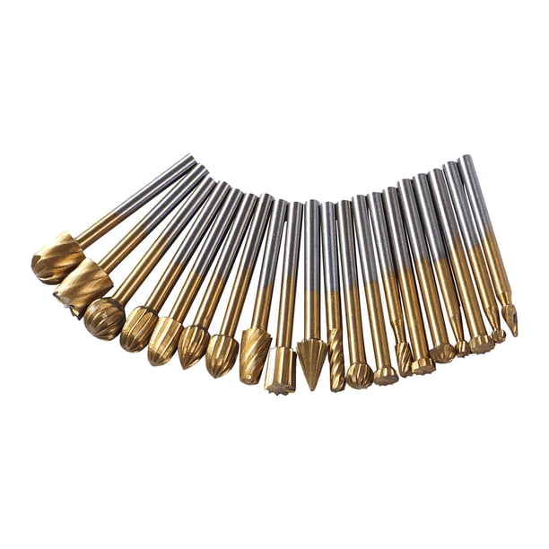 Juego de brocas rotativas de 20 piezas, brocas de grabado de herramientas eléctricas, de escofina de madera, de fresado, juego de , Oro Soledad Brocas de grabado