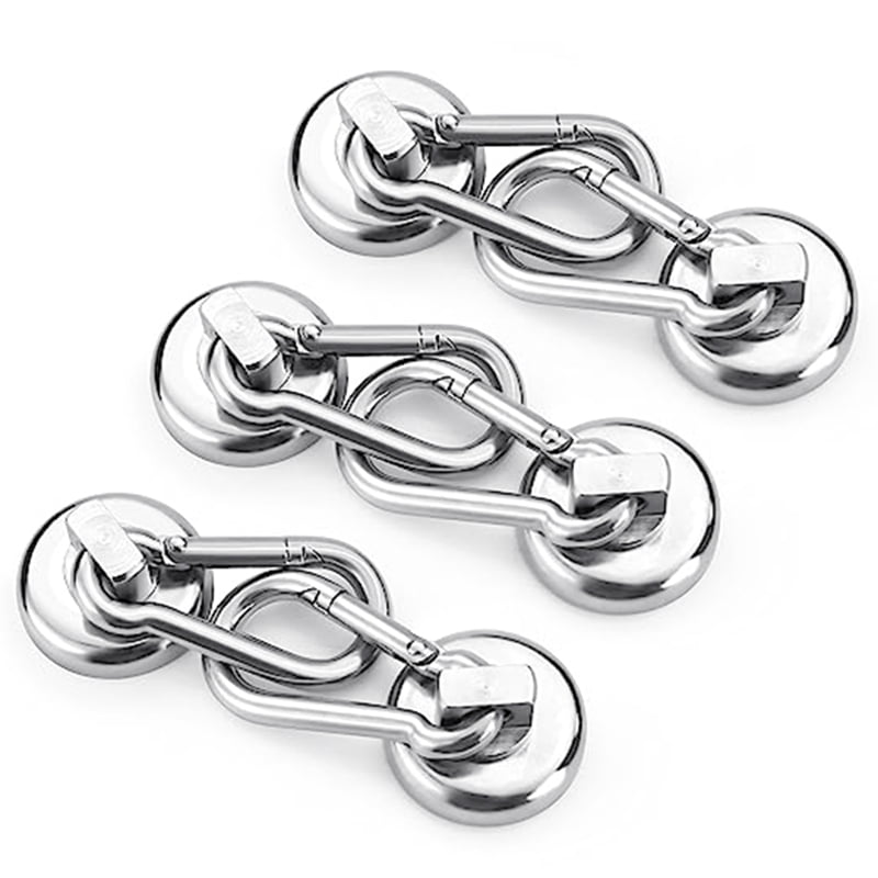 12 Pack Magnetic Hooks,Heavy Duty  Magnetic Hooks with Swivel Carabiner Hook,Silver
