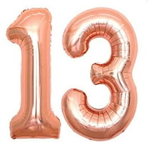 Jonhamwelbor Giant Number 13 Balloons, Foil Rose Gold, 1.76 oz, 13 Count