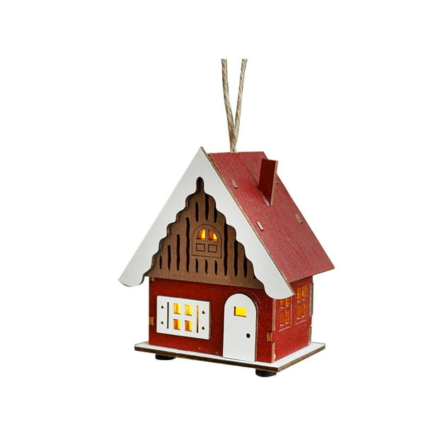 Cabaña de madera luminosa de Navidad, construcción robusta coleccionable, regalo de Navidad. Estilo E