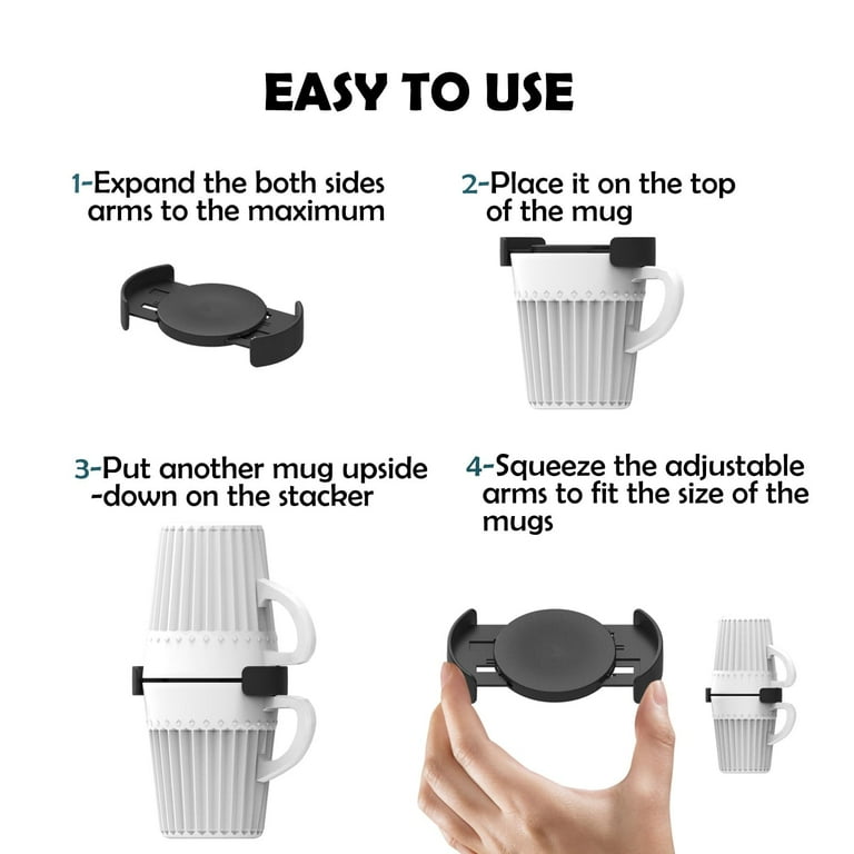 Coffee Mug Organizer, Mug Organizer for Cabinet Kitchen Cabinet Shelf  Organizer Coffee Mug Organizers and Storage for Tea Cup Stacker Coffee Mug  Stacker Save Space Cup Organizer 6 Pack (Black) - Walmart.com