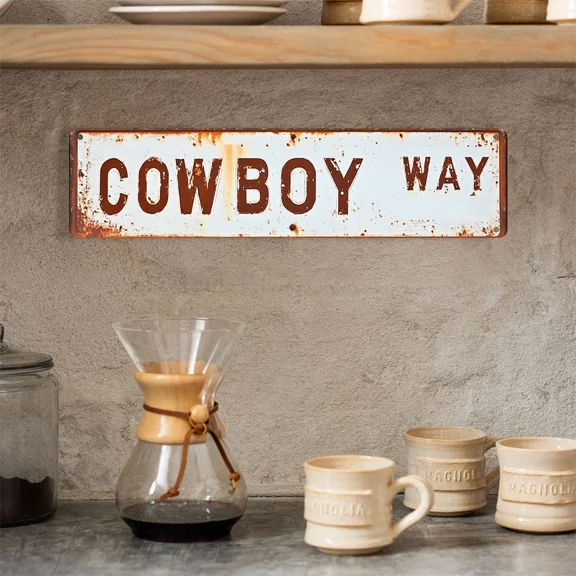 Vintage Cowboy Way Metal Tin Sign Rustic Western Wall Decor For Home Kitchen Bar