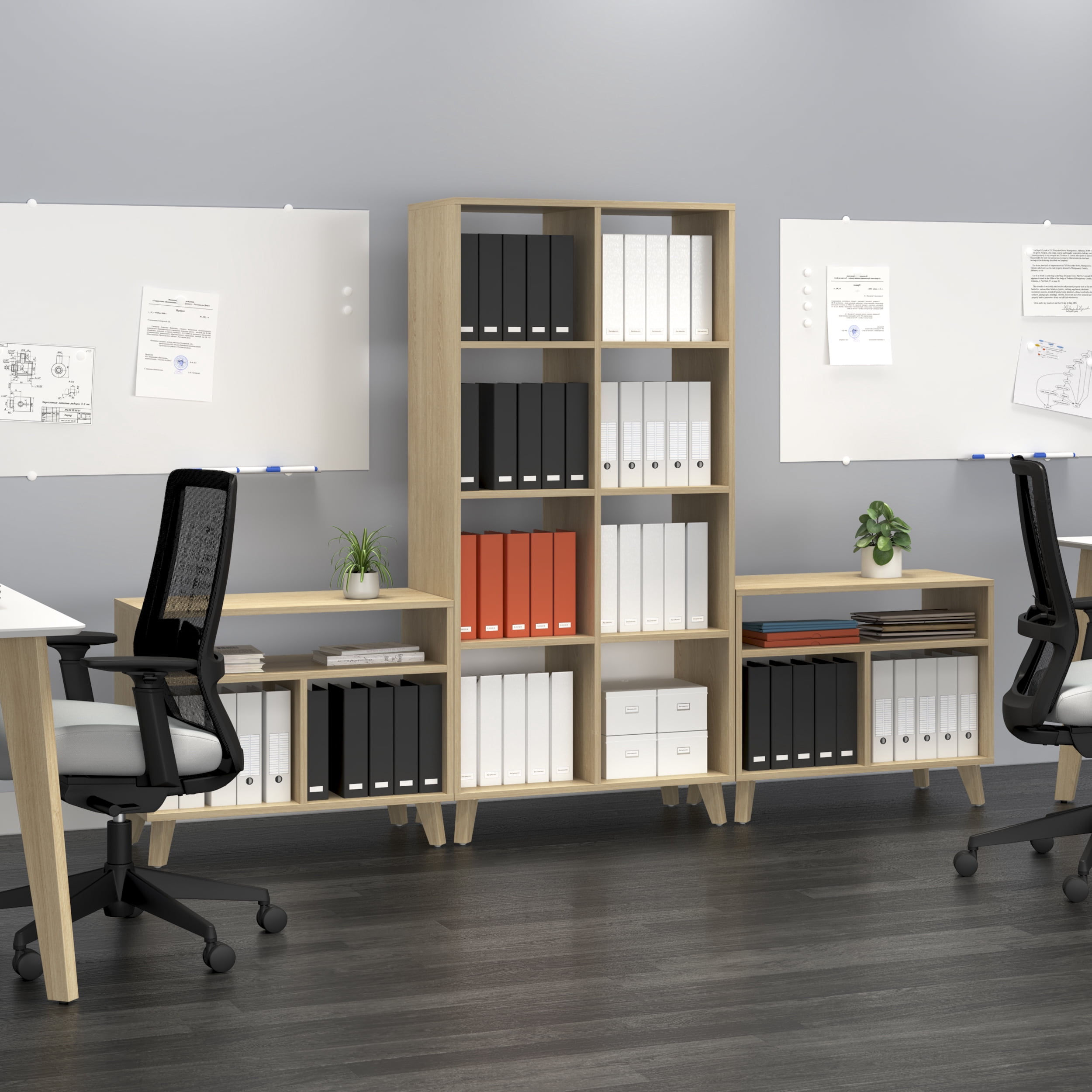 HON Basyx Commercial-Grade 66" High Modern Cube Bookcase, Real Wood Feet, Teak (BSXCUBETTT)