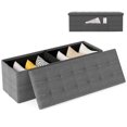 thumbnail image 1 of Gymax 43'' Folding Storage Ottoman Bench w/ Removable Divider & Side Pocket Bedroom Dark Grey, 1 of 10