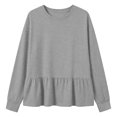 thumbnail image 5 of Lmnyox Women's Sweatshirts Crew Neck Solid Color Peplum Long Sleeve Pullover Fall Fashion Sweatshirts, 5 of 6