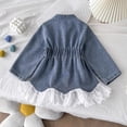 thumbnail image 6 of TIREOW Girls Denim Shacket Jacket Lace Hem Ruched Waist Button Front Long Sleeve Casual Denim Outerwear Coat, 6 of 9